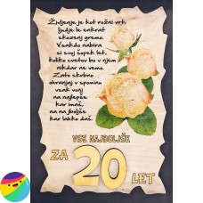 Leseni napis za 20 let - Rože Leseni napis za 20 let - Rože